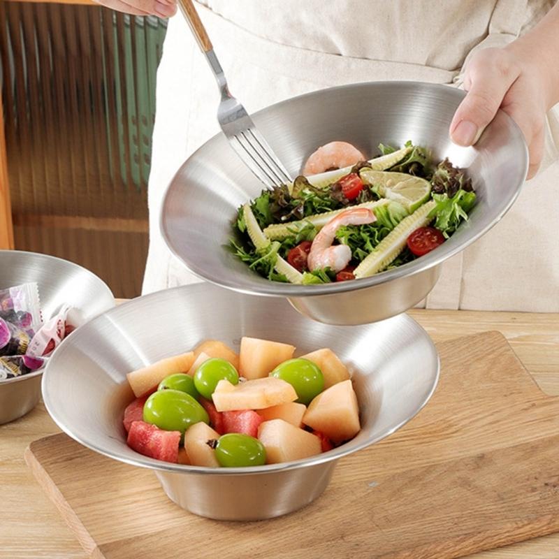Stainless Steels Bowl Antiscalding Mixing Salad Bowl Noodles Pot Kitchen Serving Bowl for Restaurant Home Part Enduring