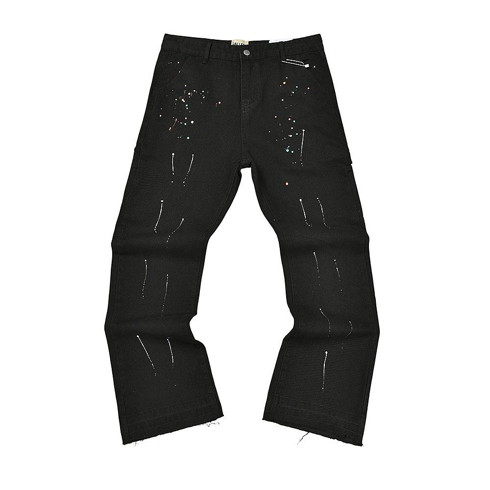 Trendy Wijde Jeans, Gewassen, Slijtageplekken, Patchwork, Unisex Stijl