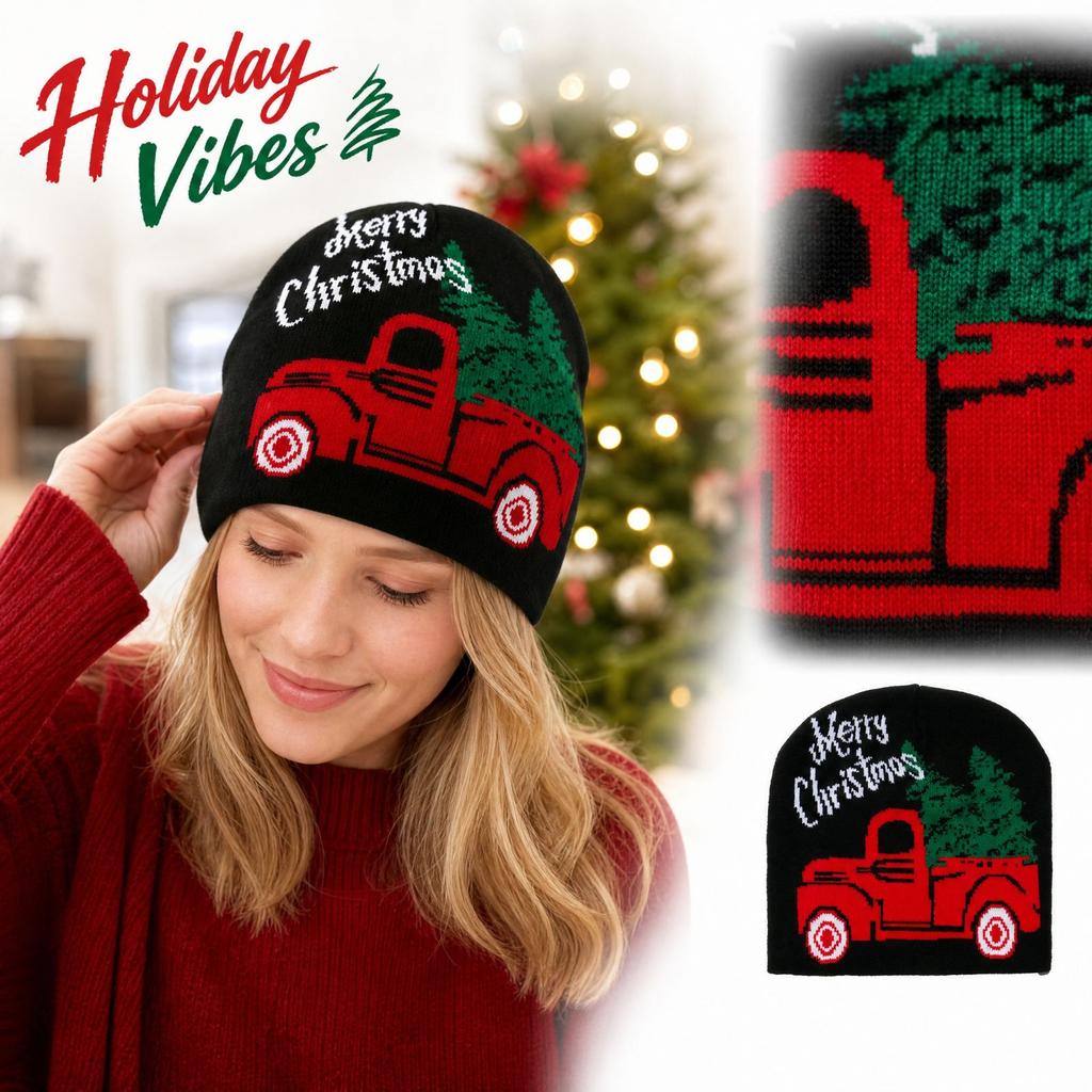 Unisex Christmas Knitted Hat for Men Women Fall Winter Holiday Party