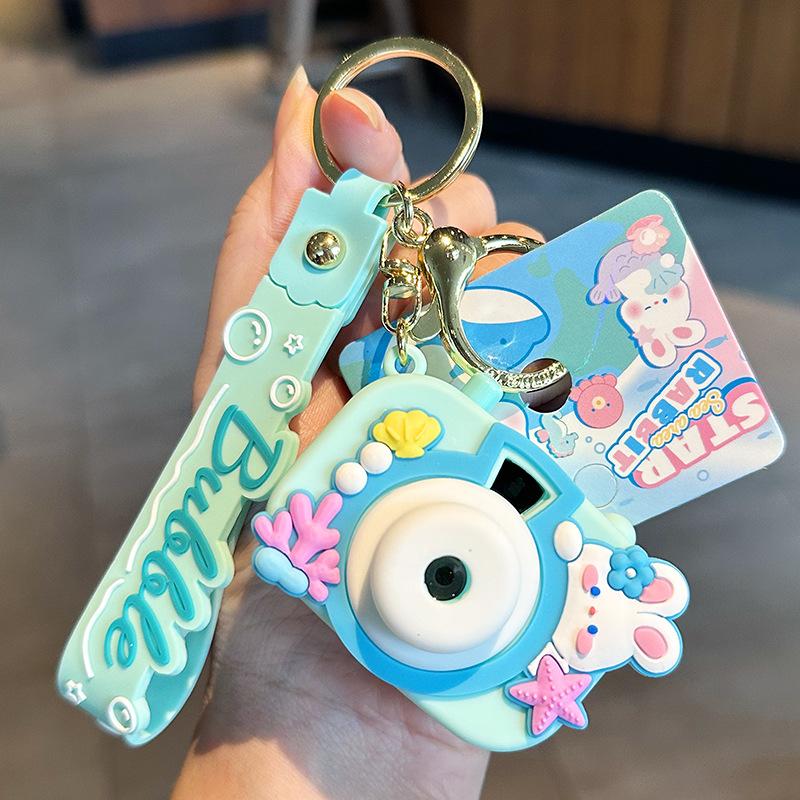 Cute Rabbit Projection Camera Keychain Cartoon Cute Creative Schoolbag Pendant Exquisite And Practical Keychain Pendant