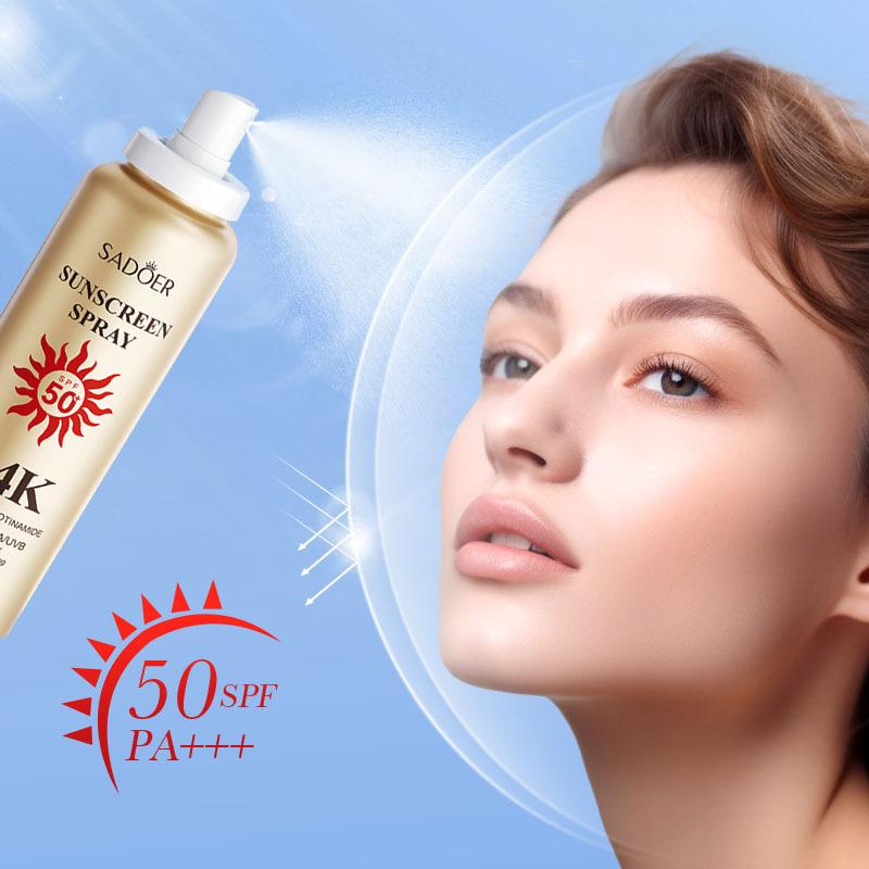 SPF50 Sunscreen Spray 24K Gold Nicotinamide UV Protection Face Body Sunblock Hydrating Lightweight Sun Care Mist