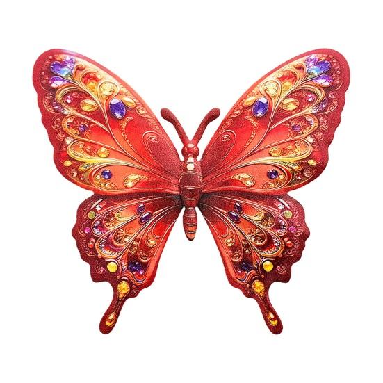Butterfly Wall Decor Outdoor Fence Wall Art Sculpture 3D Iron Butterfly Hanging красный