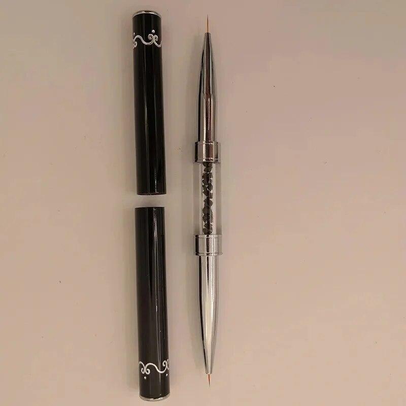 

1 шт. Кисть для подводки с двойной головкой и хрустальной ручкой, ручка для рисования, гель-лак, хрустальные инструменты для маникюра для салона красоты чёрный