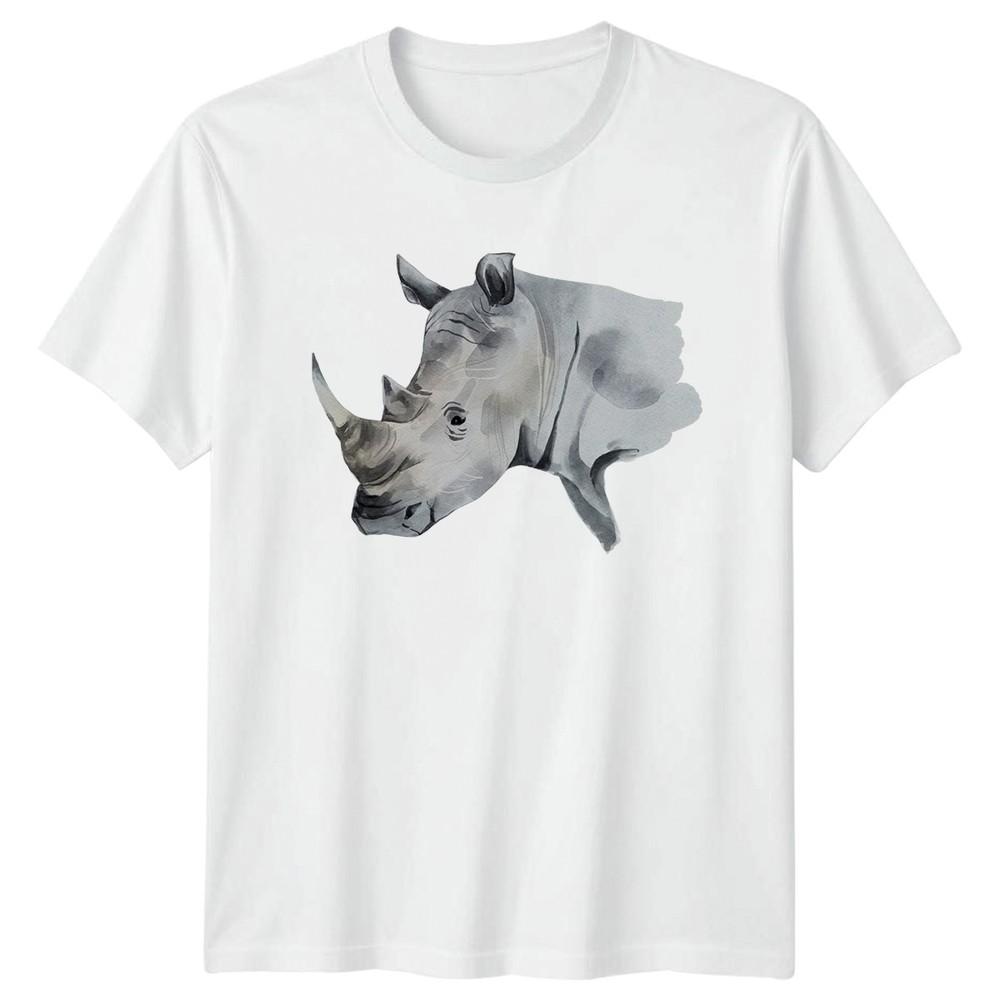 Watercolor Rhinoceros Head Profile Wildlife TShirt Rhinoceros Birthday Gift S