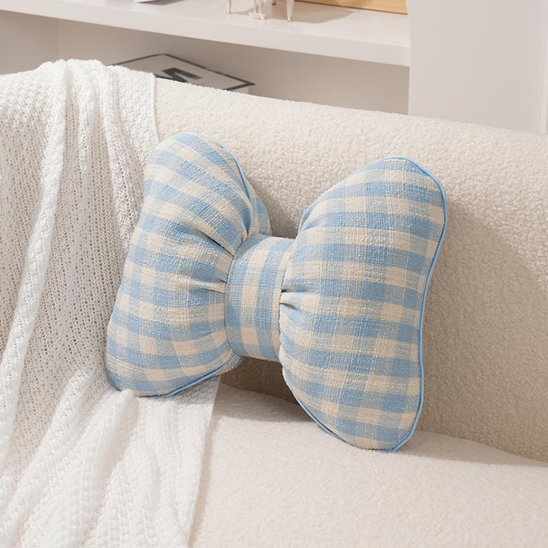 Creative Checkered Bow Cushion For Home Decor And Lounge Comfort