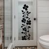 Transparenter Badezimmerglas Schwarze Blumenranke Aufkleber Minimalistischer Stil Dekoration Abziehbild