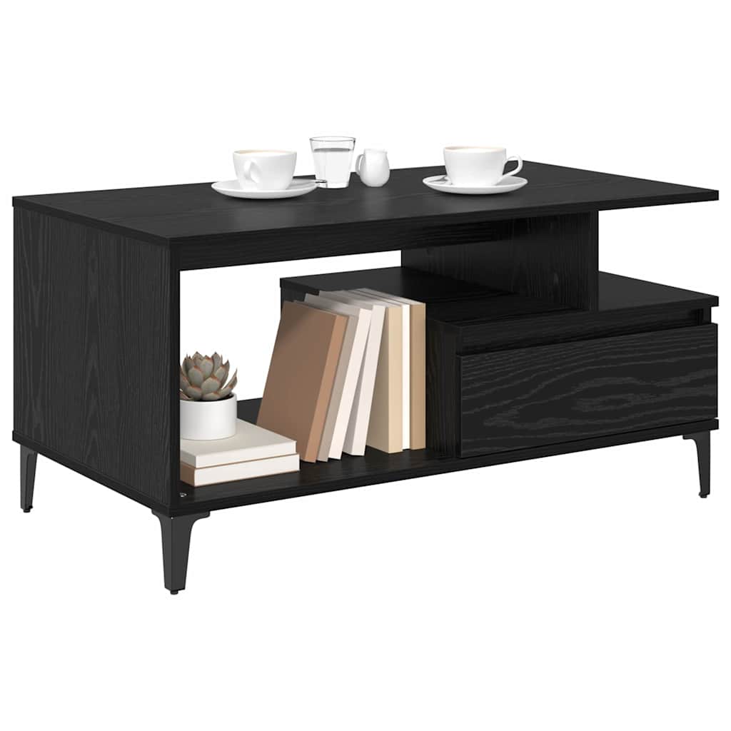 Coffee Table Black Oak Effect 90 x 49 x 45 cm Engineered Wood