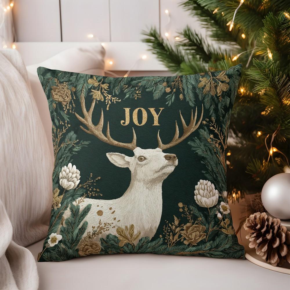 Home Decor Santa Sleigh and Reindeer Merry Christmas Pillow Pattern Cushion Cover Suitable for Sofa Bedroom Car Pillow Cover