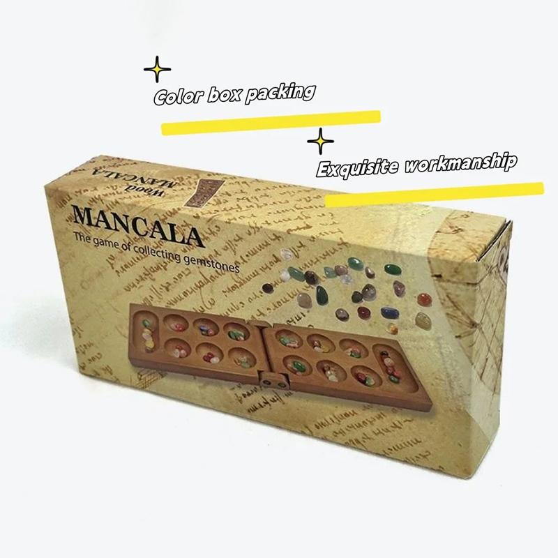 Ancient Mancala African Chess: The Solid Wood Chess Set Is Paired With Exquisite Stone Granules And Is An Essential Board Games