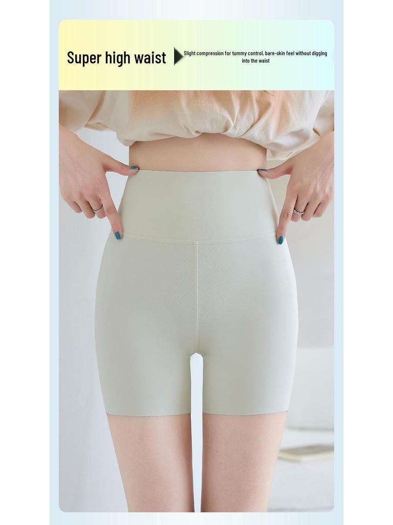 Women's High-Waisted Seamless Tummy Control Yoga Leggings - Grey Shark Summer Safety Pants, Anti-Exposure, Thin Outerwear