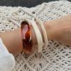 Wind Amber Smudged Acrylic Bracelet, Fashionable Irregular Translucent Resin Wide Bracelet