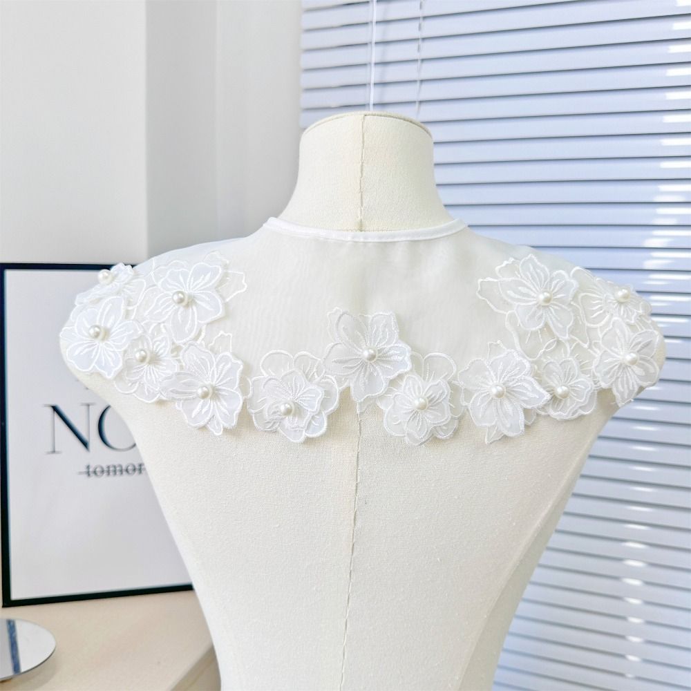 Organza Flower Fake Collar Exquisite Lace Neckline Shoulder Decoration Fake Collar Women/girls
