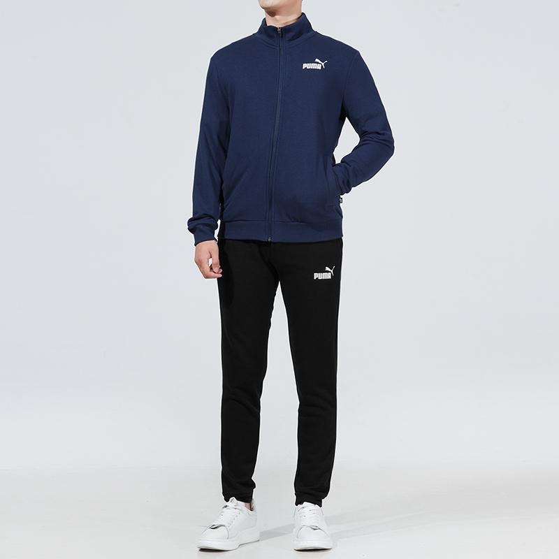 Puma Clean French Terry Sweat Suit Knit Casual Jacket And Pants Set Men Sweat Suit Navy-Blue Black 534517-99