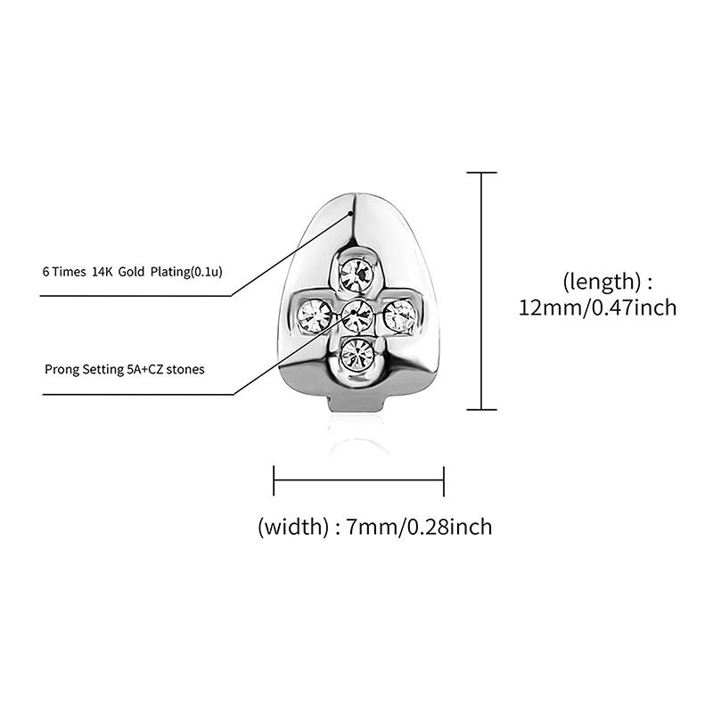 Single Hip Hop Teeth Grillz Fashion Rhinestones Gold Silver Color Removable Grills Dental Mouth Punk Teeth Caps Jewelry Gift