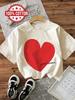 Graphic Love Heart Print 100% Cotton Women's T-Shirt Comfortable Crew Neck Short Sleeve Top Vintage Shirt Casual
