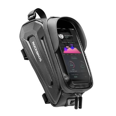 ROCKBROS Bicycle Bag, Top Tube Bag, Road Bike, Smartphone Holder, Waterproof Frame Bag, Fits 6.8-inch Phones, Large Capacity, Light-Blocking