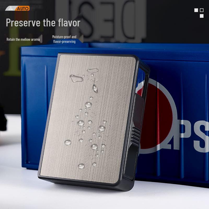 Personalized Men's 20-Capacity Metal Cigarette Case: Automatic Pop-up, Anti-Pressure, Moisture-Proof, and Portable
