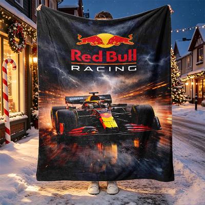 Red Bull Racing Pattern Blanket for Home Decoration, Bed, Sofa, Car Travel, Camping, Suitable for All Seasons, Birthday Christmas Gift
