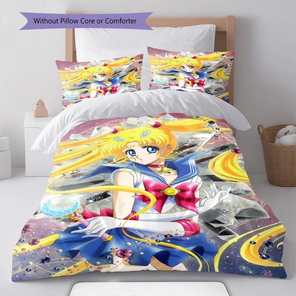Sailor Moon Magical Stars Glow Bedding Set Anime Duvet Cover Polyester Soft Comforter Set -QJY