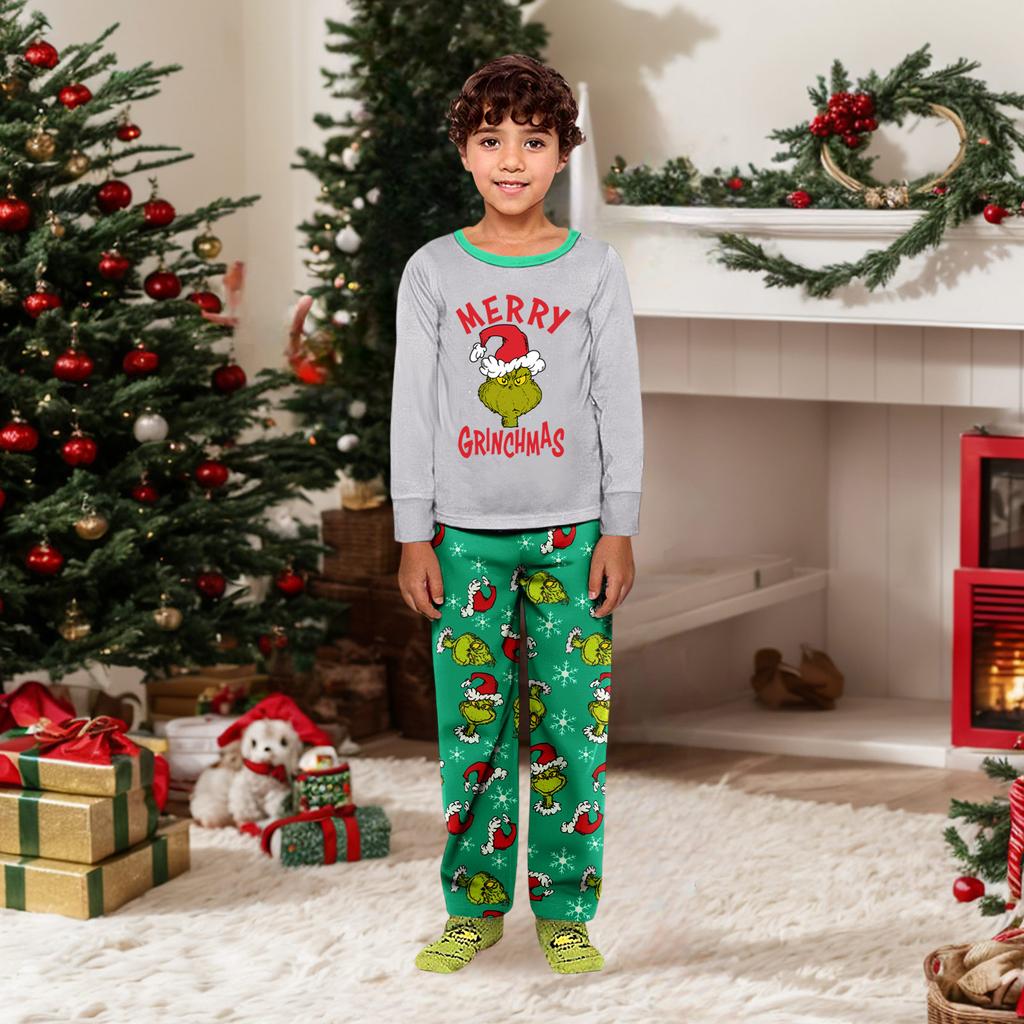 Parent-child Christmas Print Home Suit Long-sleeved Top And Pants