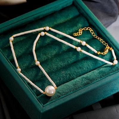 Designer's High-end Necklace with Natural White Stone Splicing, Personalized Collarbone Chain, Popular Item, Showing White Temperament Necklace