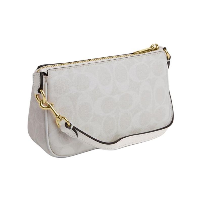 COACH Nolita 19 retro classic old flower gold label logo iconic coated canvas armpit bag mahjong bag hand shoulder bag small size women's chalk white