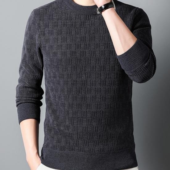 Pánský podzim Zimní svetr Pletený Tlustý kulatý výstřih Dlouhý rukáv Teplá Elastická Nášivka Slim Fit Měkká Velká velikost Ležérní Střední délka Pánský svetr