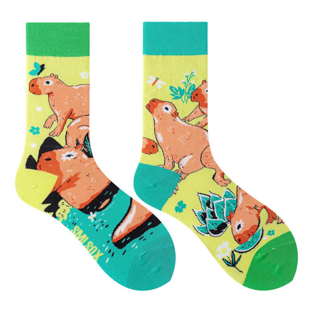 Calzini AB Asimmetrici Trendy Divertenti per Coppia Anatra Mandarina Colorati Calzini a Mezza Gamba SMLSOX
