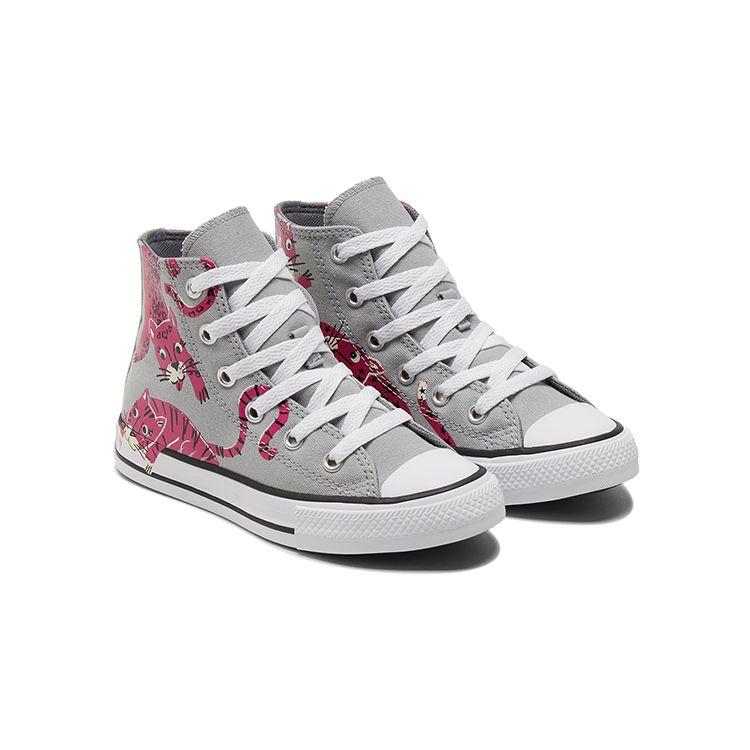 Converse Chuck Taylor All Star Canvas Comfortable Versatile High Top Kids Canvas Shoes Kids Sneaker Gray Rose 671613C
