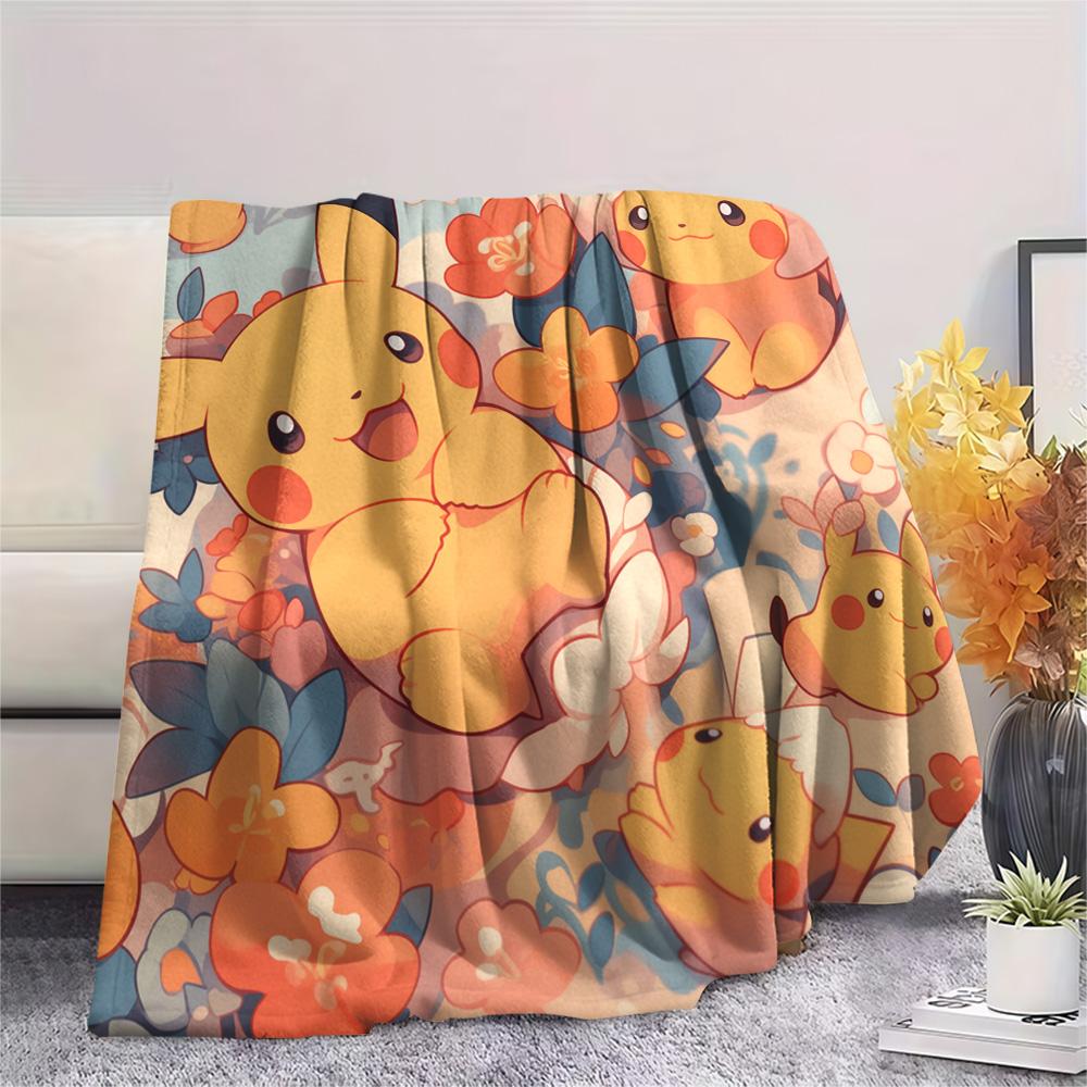 Pikachu  Print Flannel Blanket, High Quality Comfortable for All Seasons, Home Decor, Warmth and Comfort