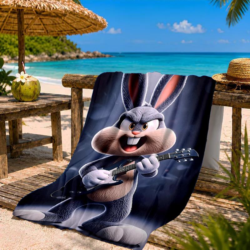 Elegant Bunny Portrait Beach Towel Microfiber Beach Towel, Lightweight and Quick-Dry, for Summer Travel, Swimming Pool Fan Birthday Gift