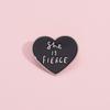 Charming Black Metal Heart Shaped Pin With Fierce Lettering For Trendy Lovers Accessory