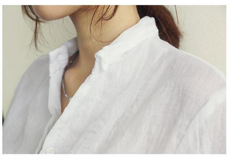 2023 Women's Fashion Cotton Linen Long Sleeve Loose Sun Protection Shirt