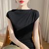 Women's Wool Sleeveless Pullover Qinghe Cashmere 50% Silk 50% Wool Spring and Summer Wool Short Sleeve Soft Comfortable Warm
