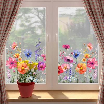 Kleurrijke Bloemdecoratie Stickers Bij Het Raam