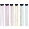 Women Clip-in Tinsel Hair Extension Heat Resistant Colorful Long Straight Fairy Glitter Hair Tinsel Women Girls Hair Accessories