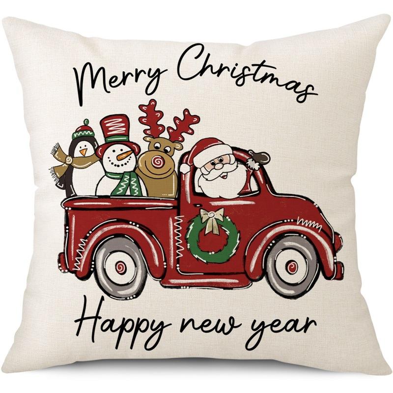45cm Merry Christmas Cushion Cover Pillowcase 2025 Christmas Decorations for Home Ornament Happy New Year Christmas Decor 2026
