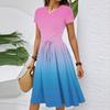 Damen Casual Mode Gürtel Kleid mit floralem Druck, kurzen Ärmeln und Rundhalsausschnitt