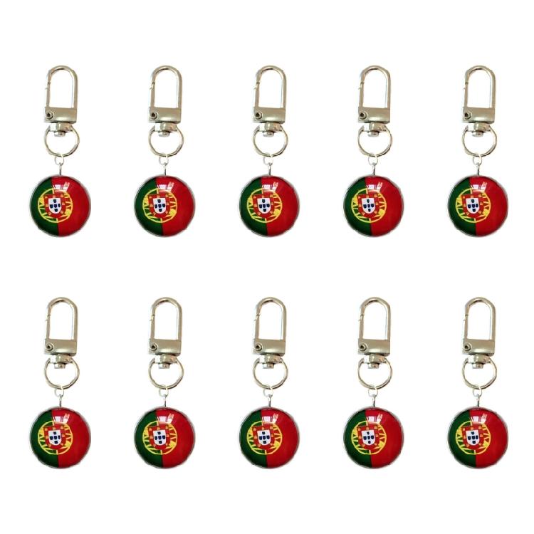 10PCS/Lot Trend Football Keychains Feature Bright Country Flags Rustproof Alloy And Glass Backpacks Decoration