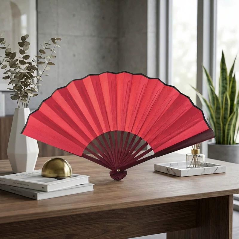 Folding Fan Chinese Style Summer 10inch Ancient Style Fan Men's Silk Cloth 2026 New Model Summer Bamboo Fan Hanfu Portable Fan