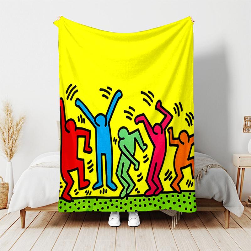 1pc Blanket Keith Haring Ascending2 Print Design, Lightweight Blanket for Sofa, Bed- Soft &Warm, Gift for All Seasons like Christmas, Halloween