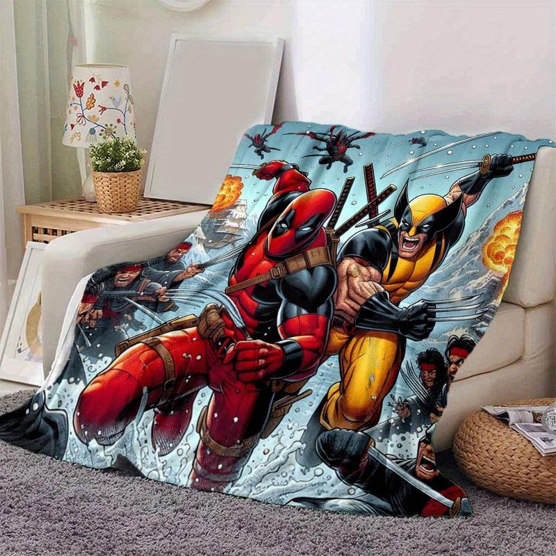 1pc Deadpool and Wolverine Printing Blanket - Soft, All-Season Throw for Living Room, Bedroom,Personalized Gift with Adorable Cartoon Design