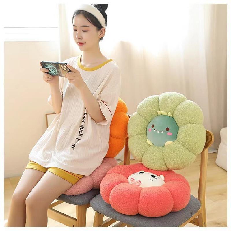 Teddy Toy Plush Animal Cushion Embroidered Design Children Room Nook Reading