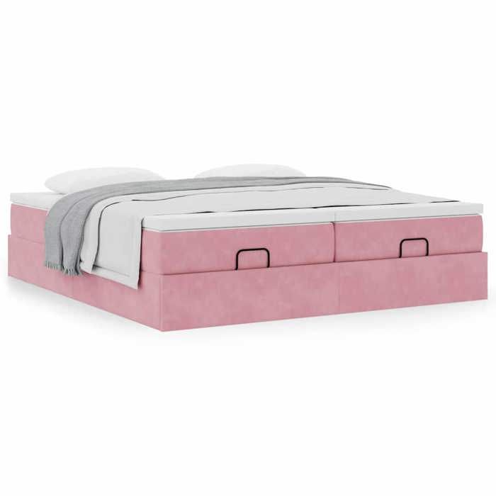 Maison Exclusive - Cadre de lit ottoman avec matelas rose 160x200 cm velours
