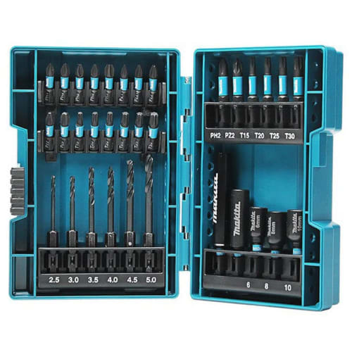 Makita Impact Driver Bit Socket Drill Bit Set of 33 Hexagonal Shaft 6.35mm Case Included E-06622