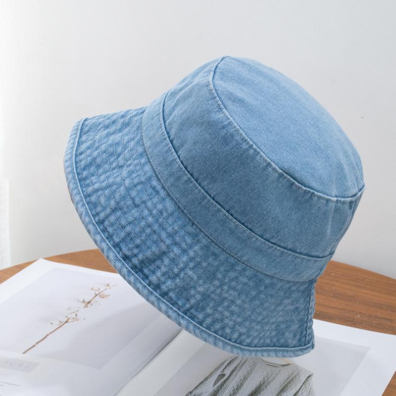 Denim bucket hat ladies trend retro wash basin hat men's summer outdoor sun protection hat