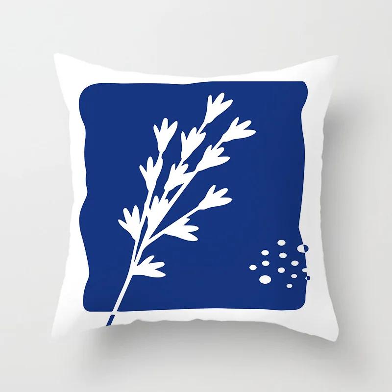 45x45cm Abstrakte Geometrische Berg Kissenbezug Blau Polyester Sofa Hotel Büro Sitzkissenbezug Heimdekoration