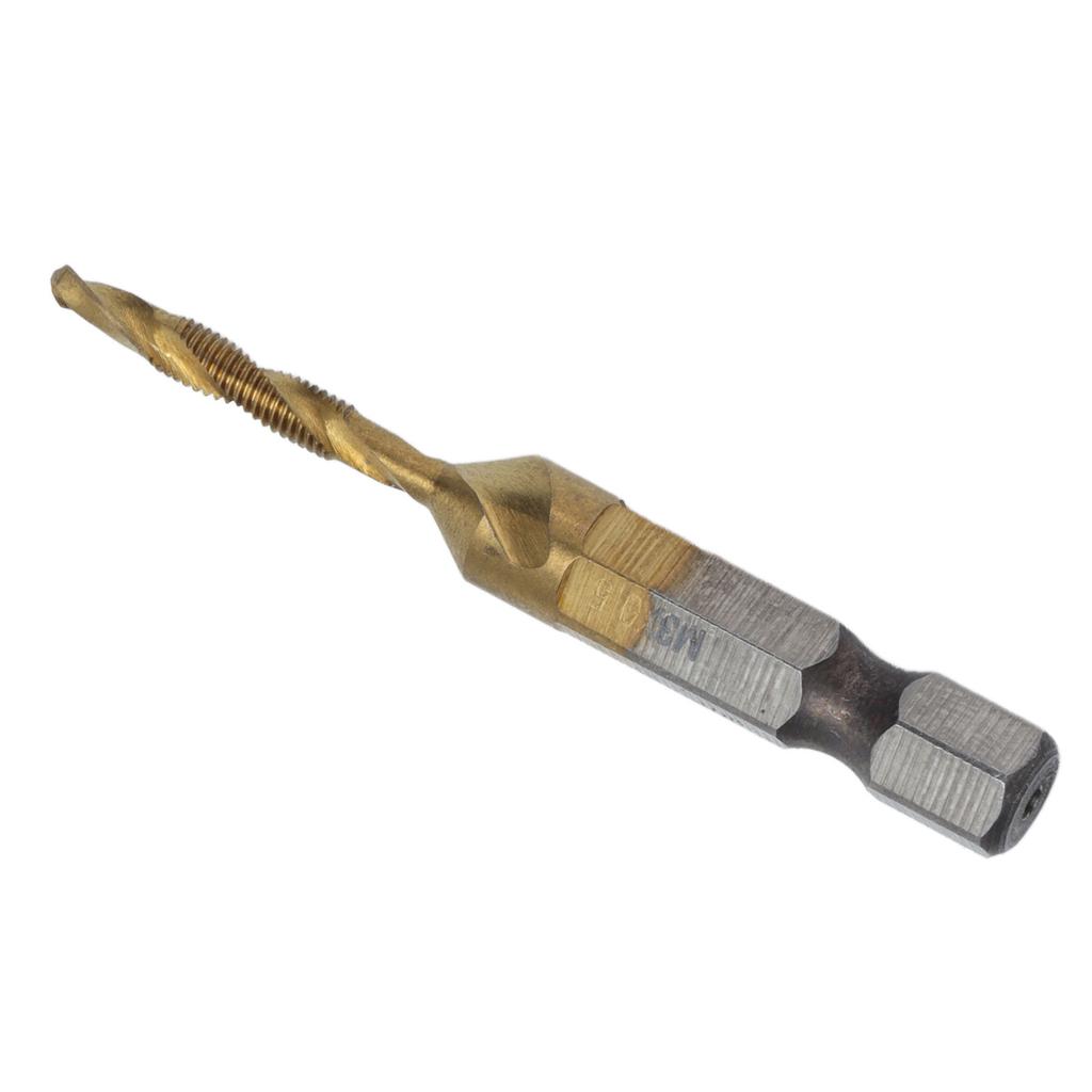 Tap Drill Bits Hex Shank Coated Screw Combination Tapping Bit for Wood