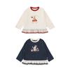 Girls' Long-Sleeve Cartoon Faux Two-Piece Lace T-Shirt