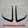 2Pcs Car Front Fog Light Cover For Tesla Model 3 Y 2017-2024 Lamps Blade Trim Spoiler Wind Knife Bumper Gloss Black ABS Tuning